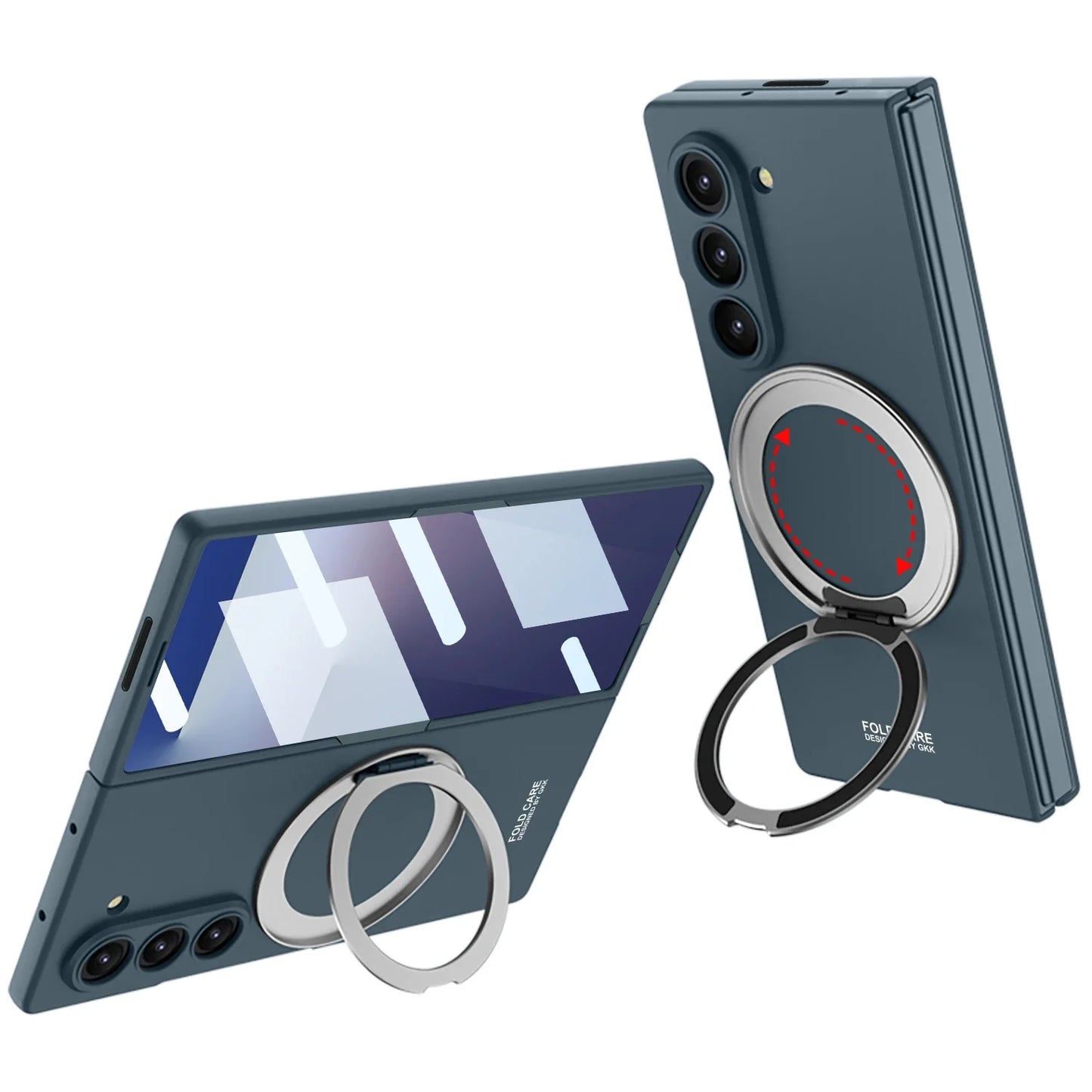 Magnetic Rotating Stand Case with Tempered Film