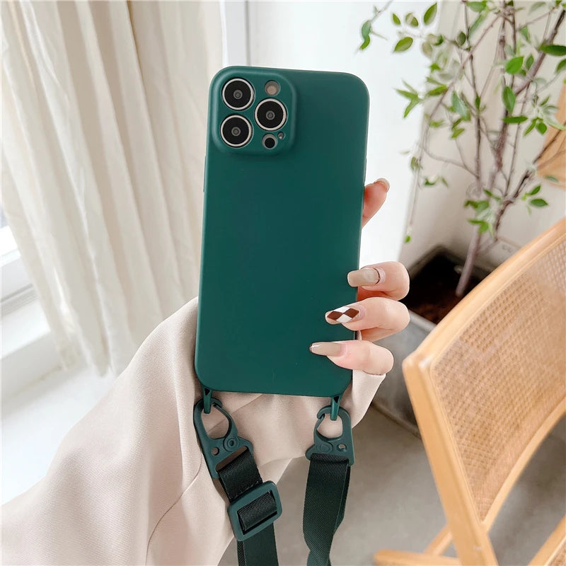 Crossbody Lanyard Phone Case β Soft Silicone Strap Cover