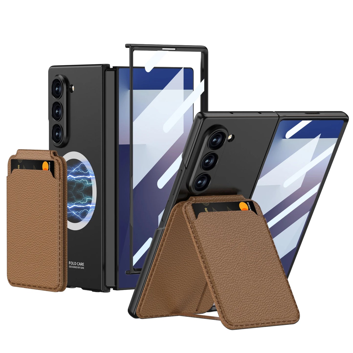 Magnetic Card Holder Case with Tempered Film