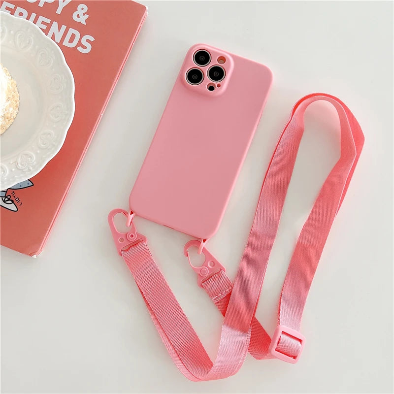 Crossbody Lanyard Phone Case β Soft Silicone Strap Cover
