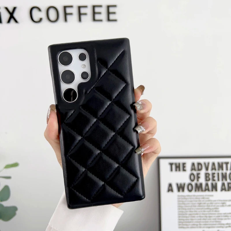 Luxury Rhombus Leather Bumper Case