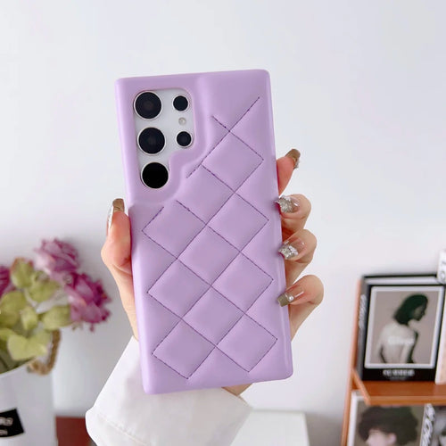 Luxury Rhombus Leather Bumper Case