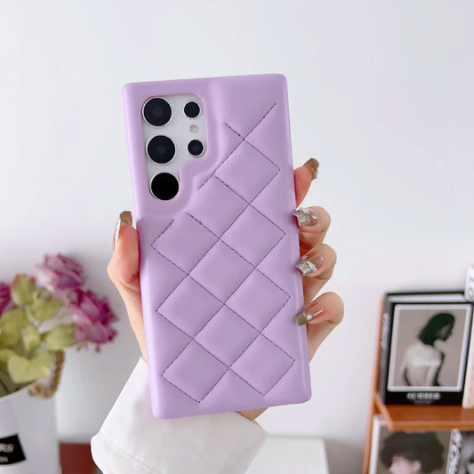 Luxury Rhombus Leather Bumper Case