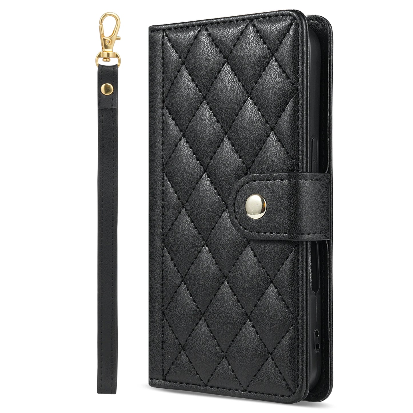 Strap 3D Leather Wallet Book Case