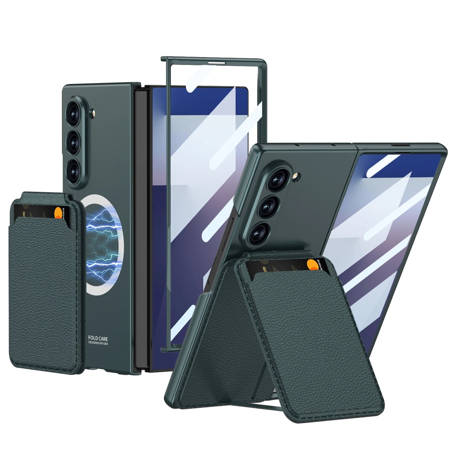 Magnetic Card Holder Case with Tempered Film