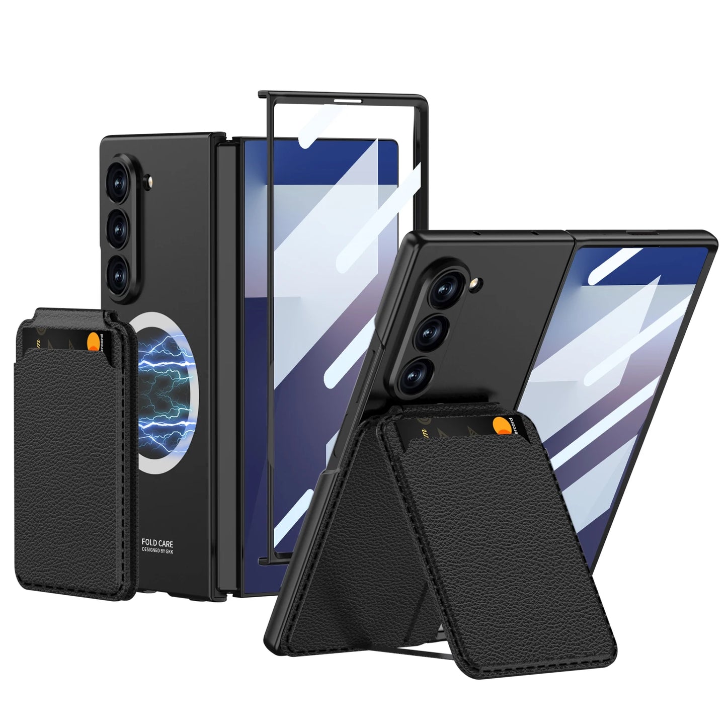 Magnetic Card Holder Case with Tempered Film