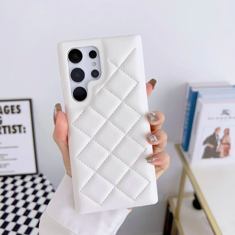 Luxury Rhombus Leather Bumper Case