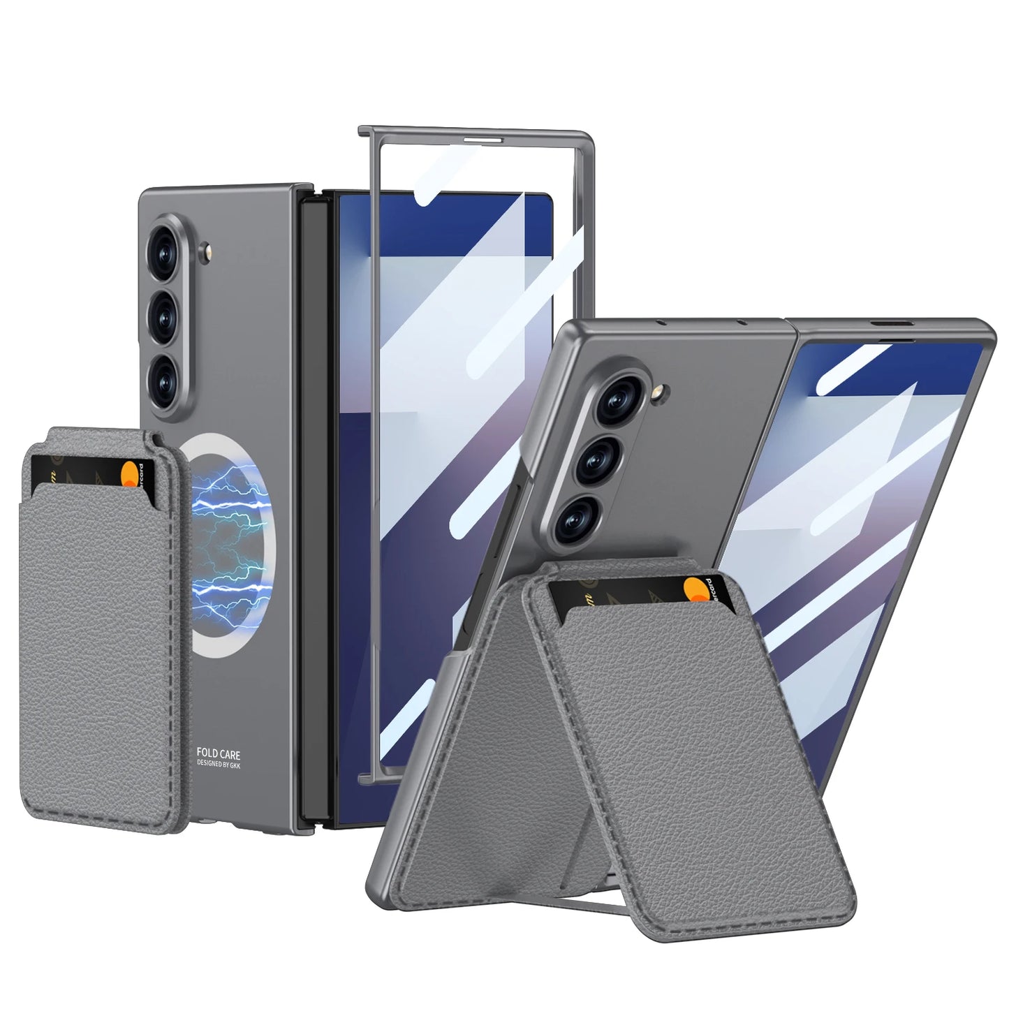 Magnetic Card Holder Case with Tempered Film