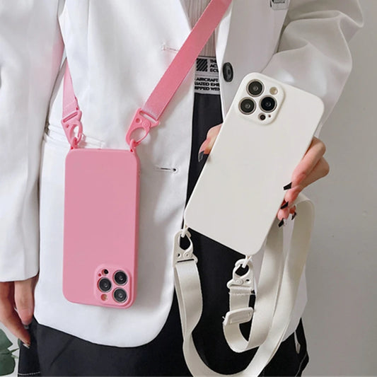 Crossbody Lanyard Phone Case – Soft Silicone Strap Cover
